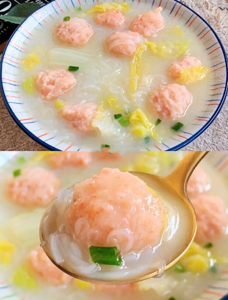 汤鲜味美,好喝到哭的娃娃菜虾滑粉丝汤