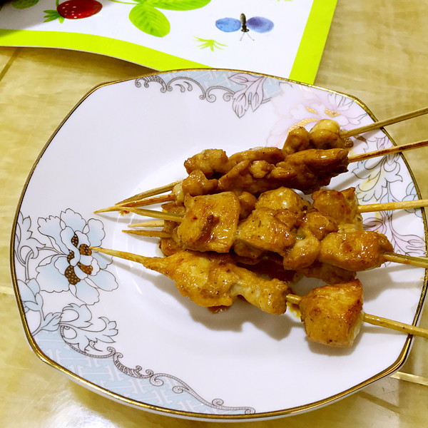 心妍-2做的自制蜜汁鸡肉串