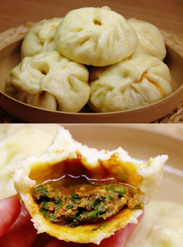 薄皮大馅,一口爆浆的韭菜肉包子,一口气吃仨