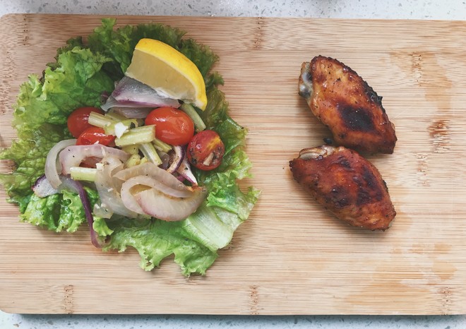 smoky flavour,fishy smoky flavour roasted chicken with grilled vegetables