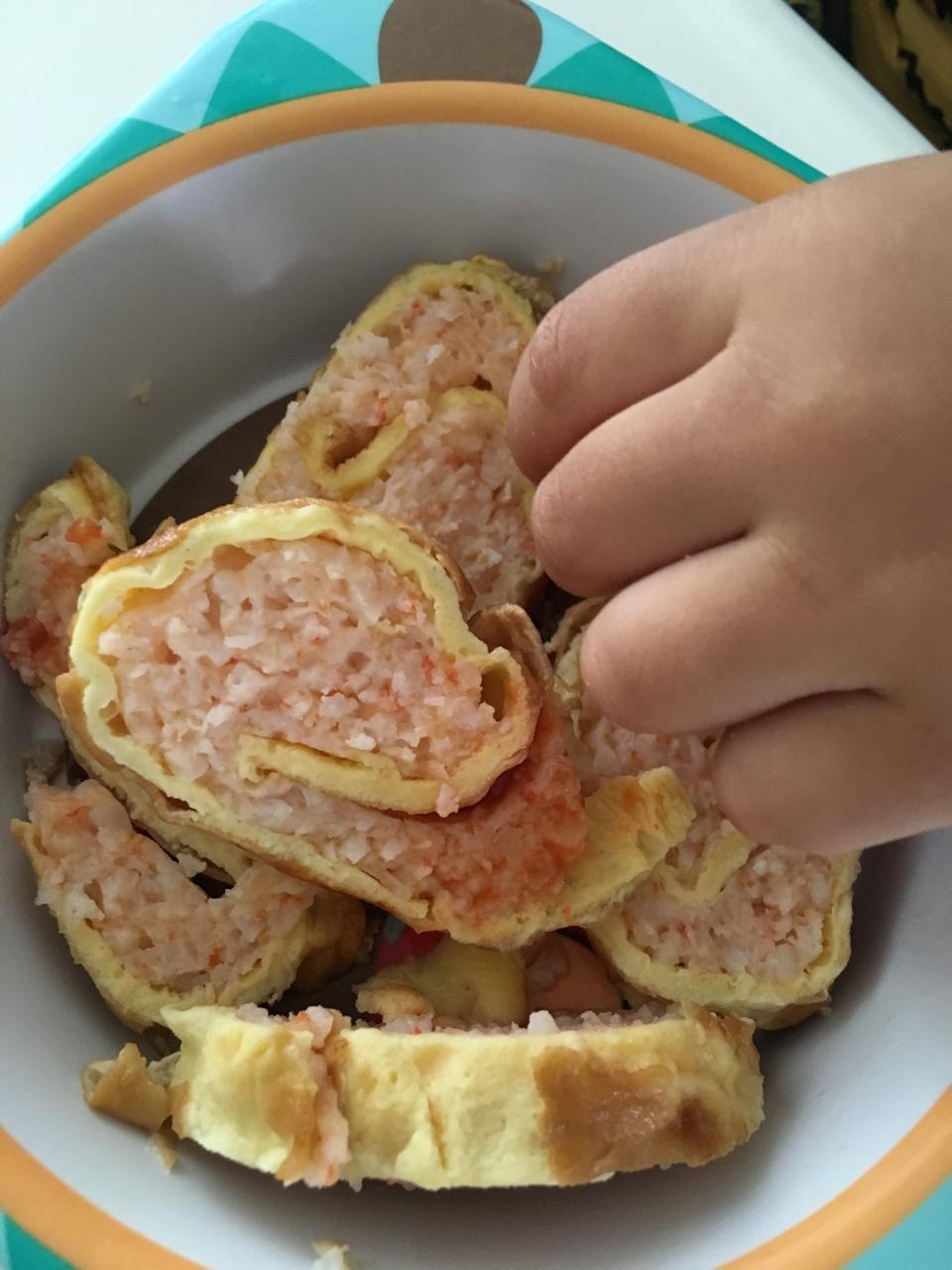 夏夏屿做的鲜虾鸡蛋卷宝宝辅食精华一岁以上宝宝