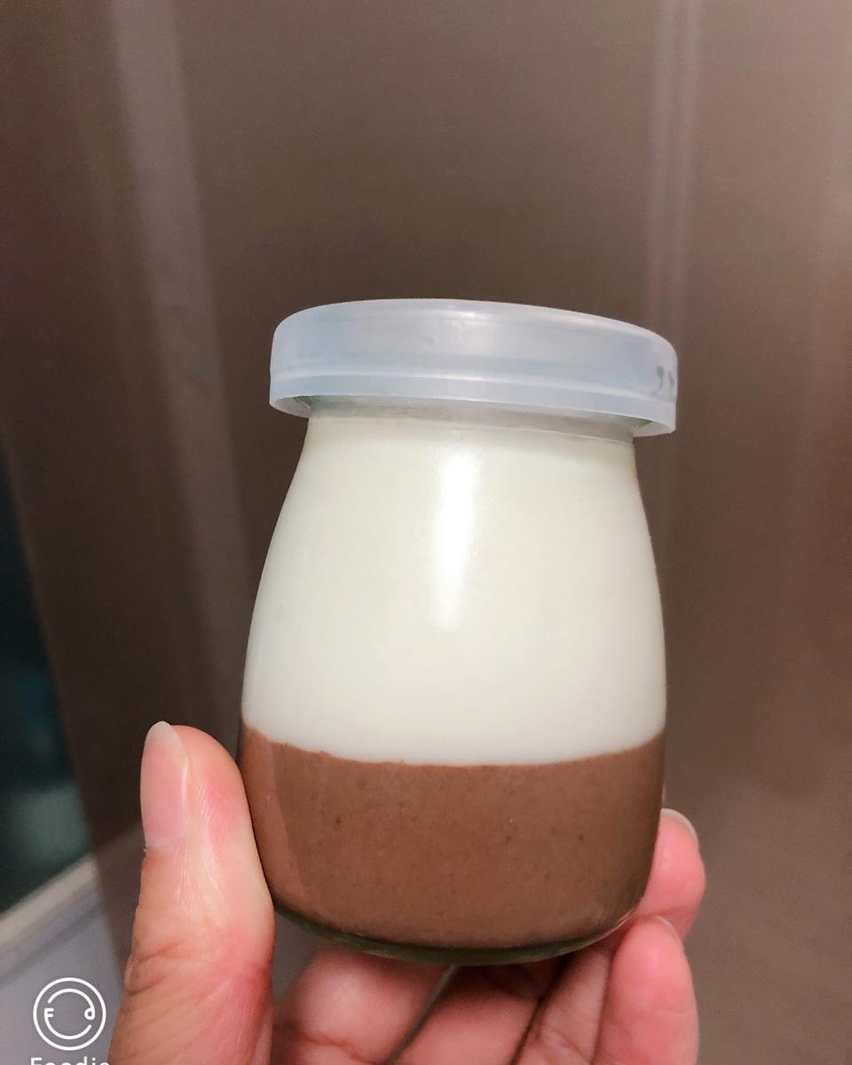 自在的阳光做的巧克力牛奶双色布丁