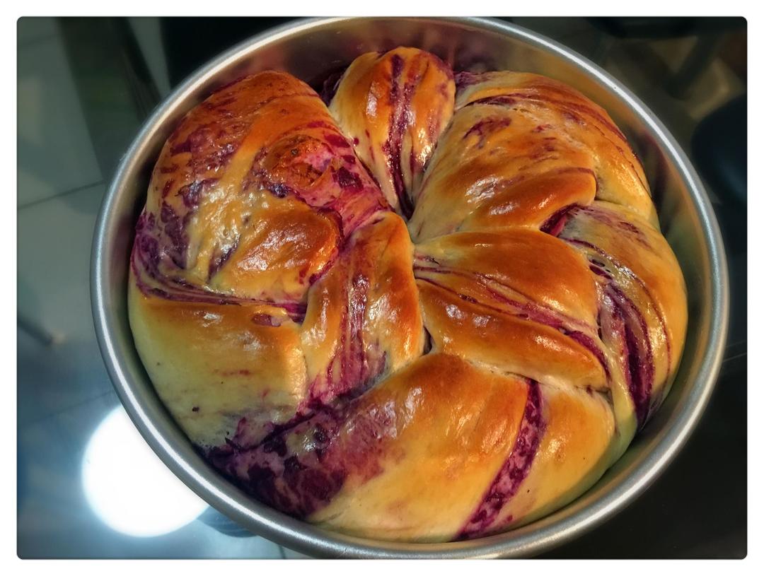 【入门级不用揉出膜的手撕紫薯面包无黄油版的做法步骤图】矮油喂夕妈呀-制作