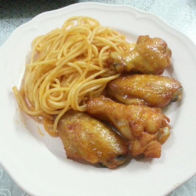 懒人版新奥尔良烤鸡翅配意大利面