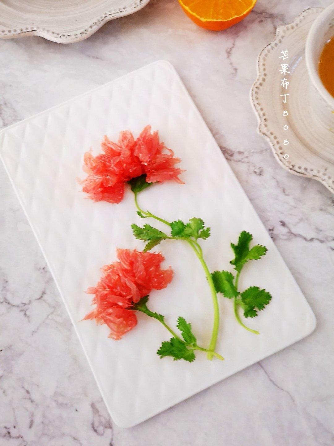 芒果布丁8080做的果蔬拼盘盘饰摆盘(柚子盘花)