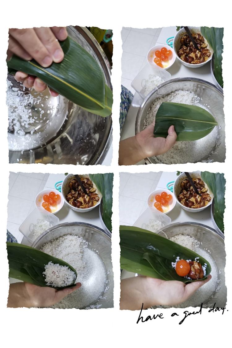 鲜肉蛋黄粽子(有包粽子视频)的做法 步骤6