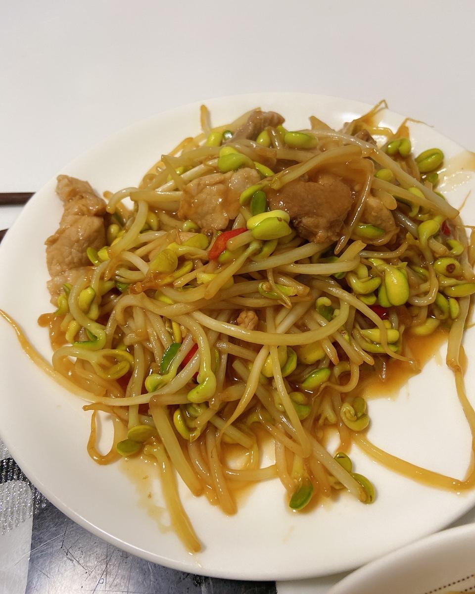 alin__a98l做的超级下饭菜黄豆芽炒肉-果果美厨