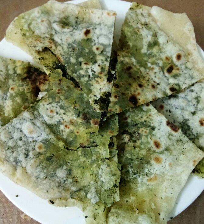 喜欢学做任何美食做的苔菜麦饼