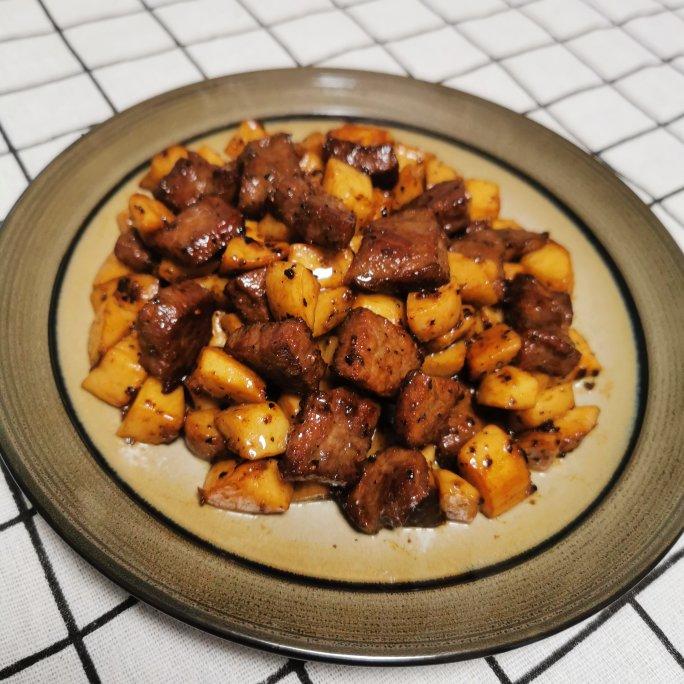 妮可珍凡做的黑胡椒杏鲍菇牛肉粒