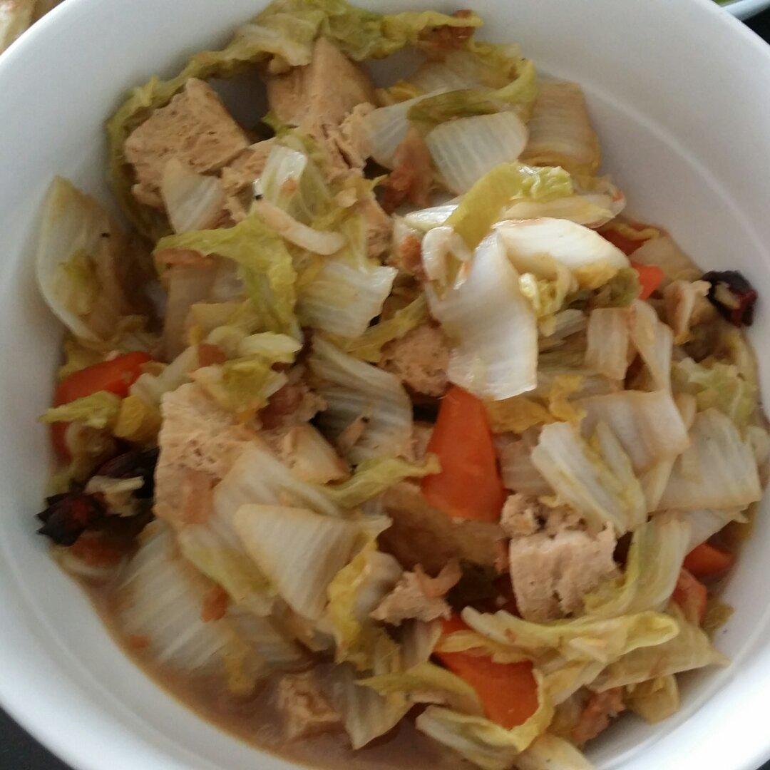 一先做的白菜炖冻豆腐