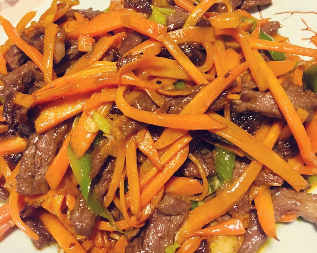 爽口滑嫩的胡萝卜炒牛肉