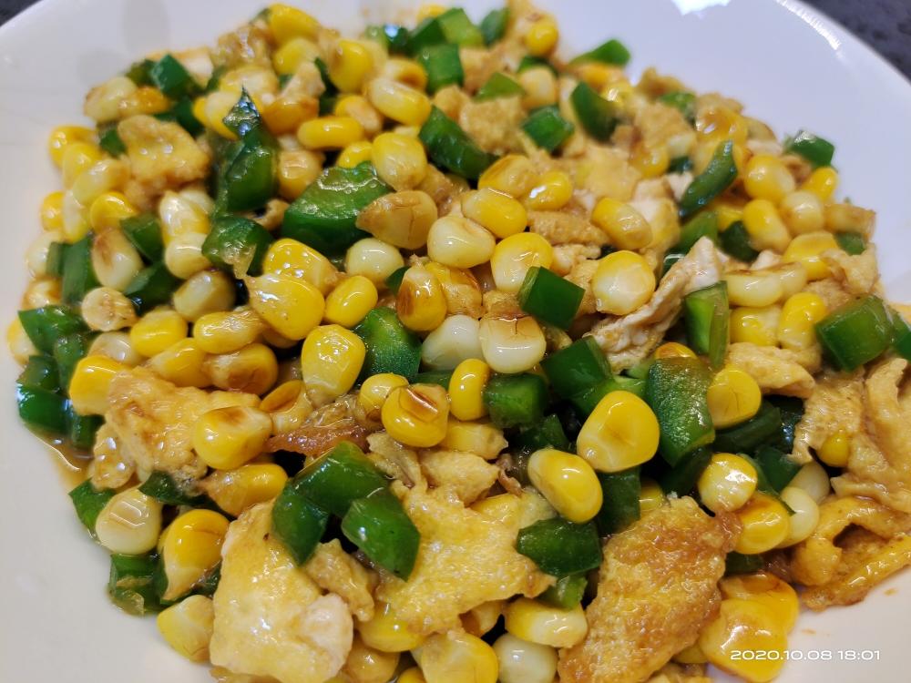 幸福青椒玉米鸡蛋,超级下饭营养美味
