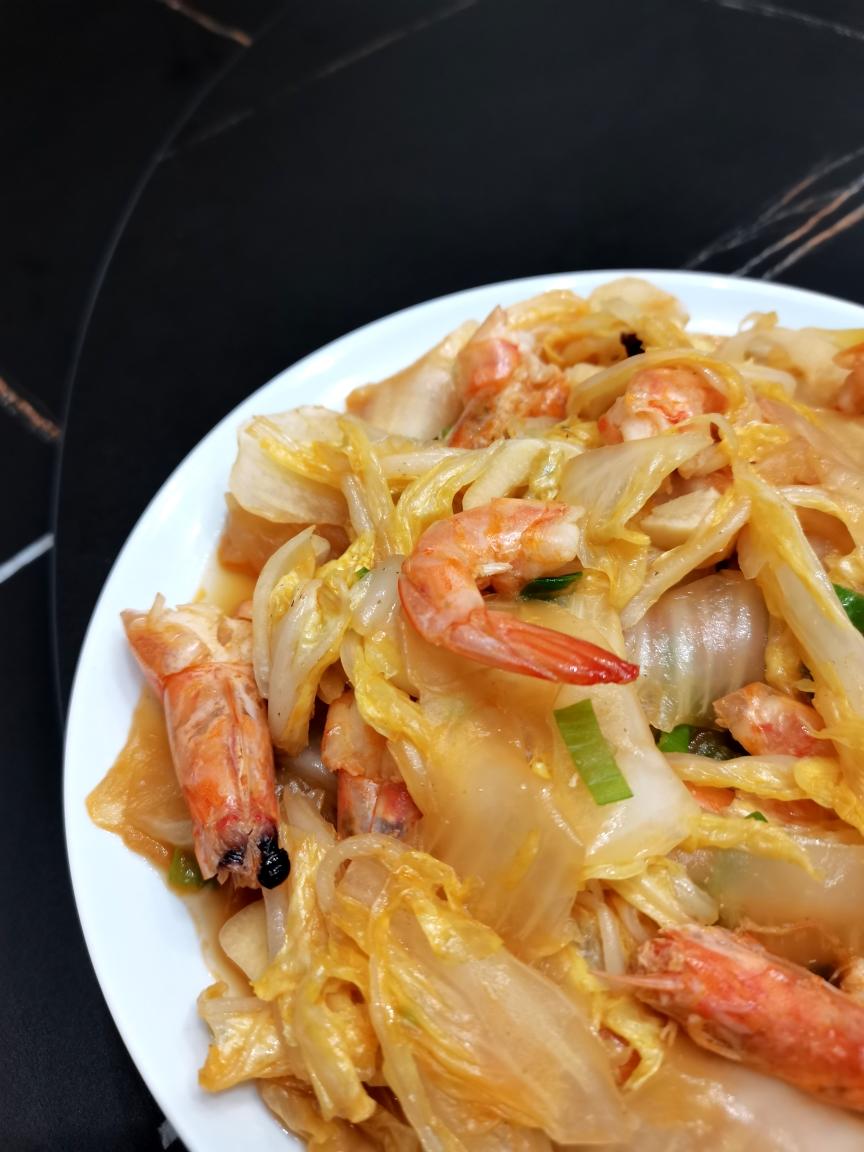 冬天里的奖赏之大白菜炒大虾