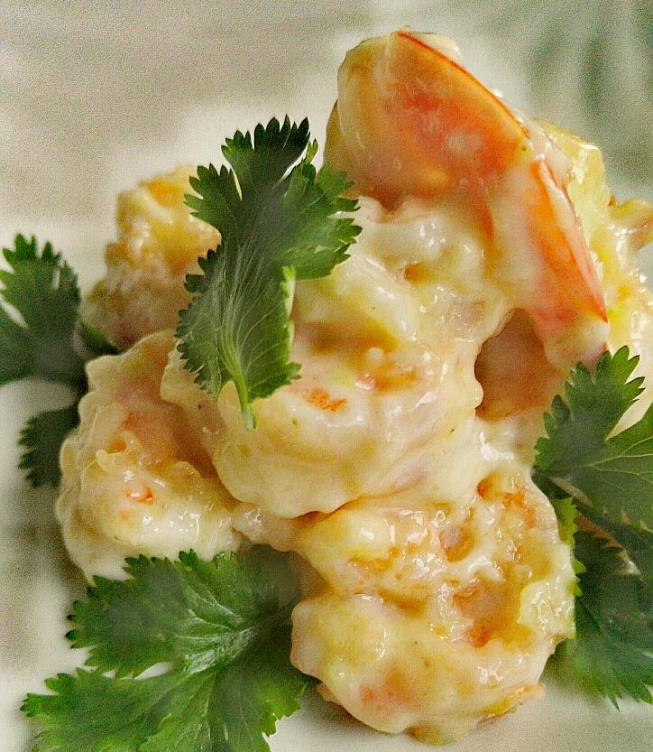 菜谱 芥末虾球            用料            大虾
