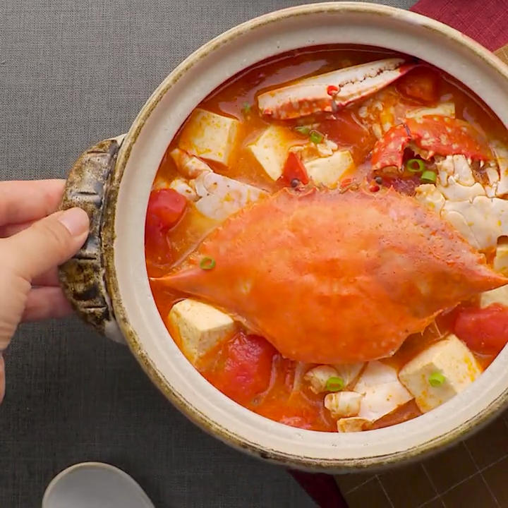 番茄螃蟹炖豆腐