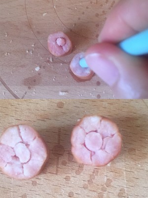 可爱蔷薇花火腿片三明治的做法 步骤4