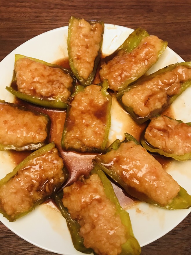 虾滑酿尖椒的做法