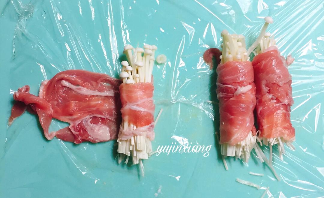 日式烧肉风味的金针菇肉卷
