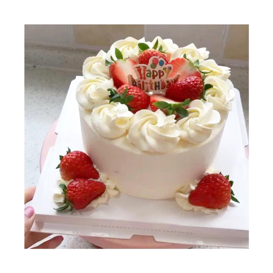 草莓 戚风奶油蛋糕 2种装饰方法(视频菜谱)