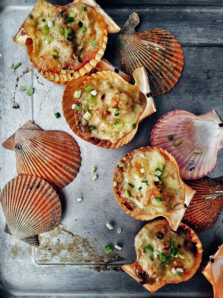 littlea做的法式奶油焗蘑菇扇贝coquilles st-jacques