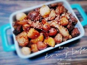 快手肥而不腻红烧肉炖小土豆的做法 步骤5