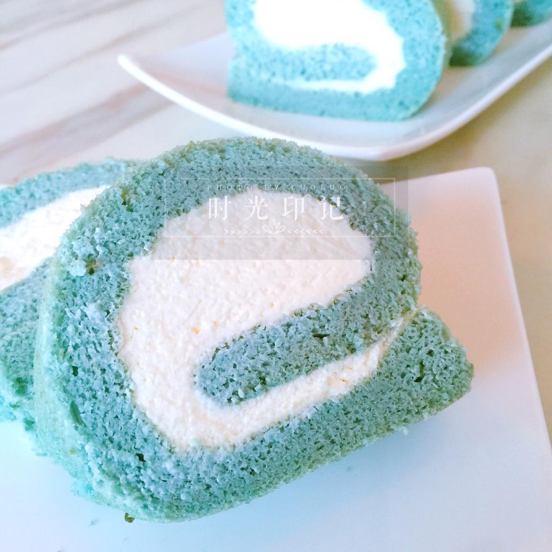 【蝶豆花奶油蛋糕卷-正反面示范的做法步骤图】LUOLUO的厨房-制作