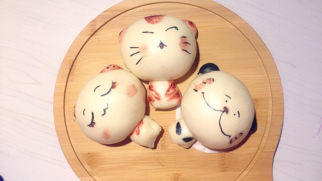 家有三只馋嘴猫做的(原创)超萌治愈系彩绘猫咪馒头-小白也能轻易上手