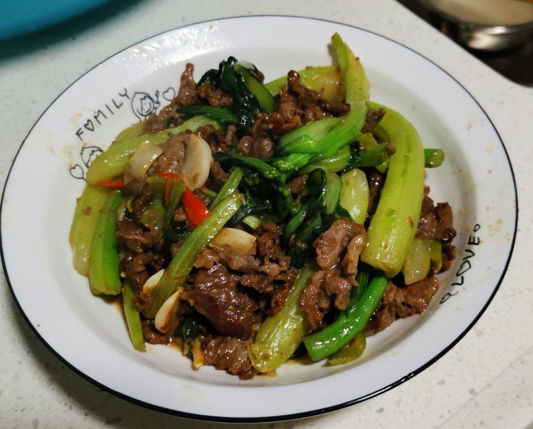 油菜炒牛肉