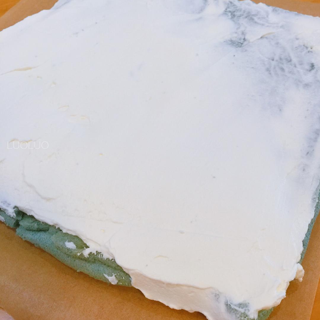 【蝶豆花奶油蛋糕卷-正反面示范的做法步骤图】LUOLUO的厨房-制作