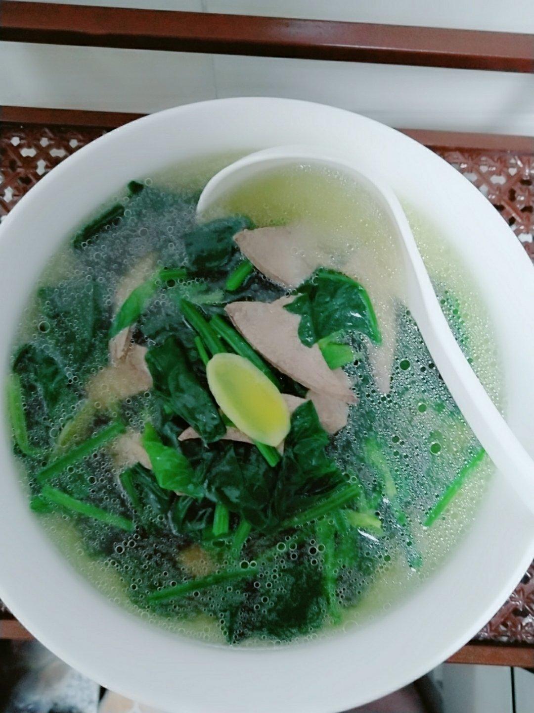 song柏女王做的菠菜猪肝汤