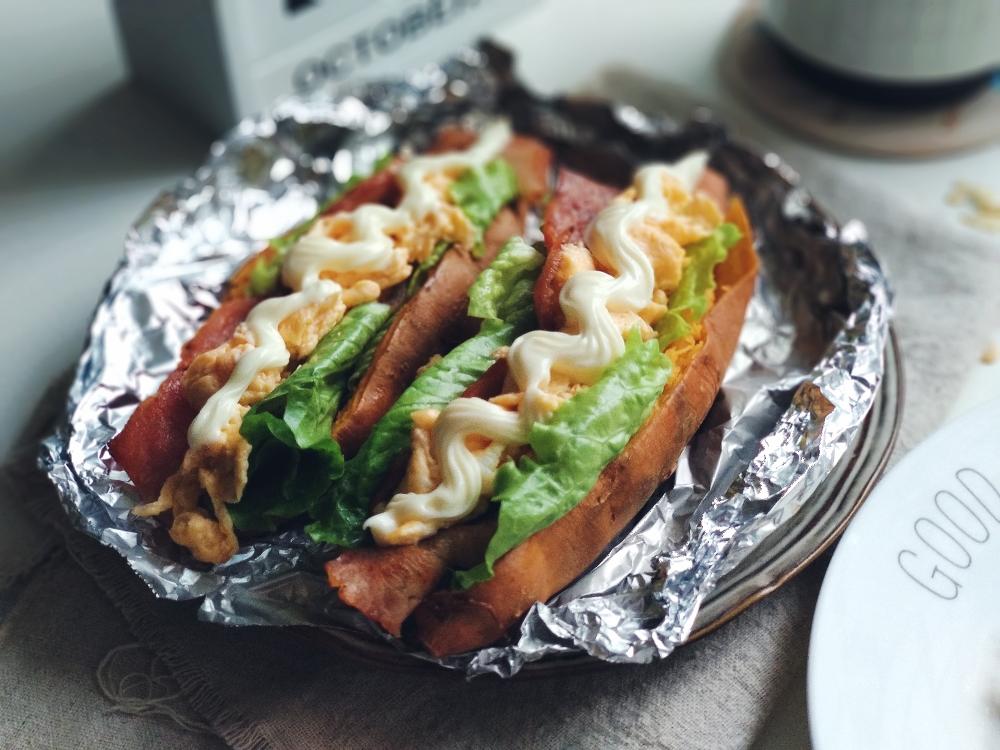 【鸡蛋培根烤红薯的做法步骤图，怎么做好吃】恩泽宝贝-制作