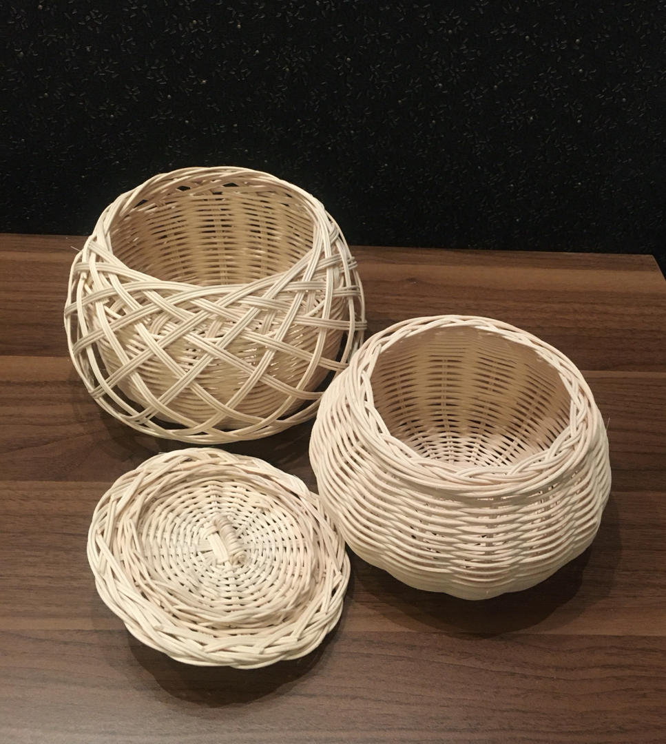 早安明天做的藤编带盖鼓形篓厨房美器自己编七