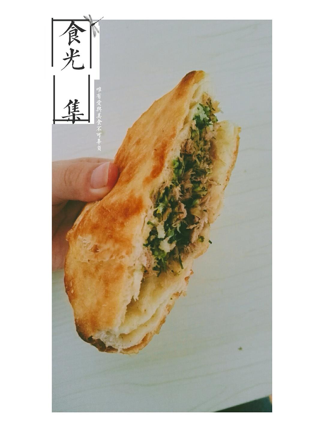 吃素的胖胖maggie做的烧饼夹一切