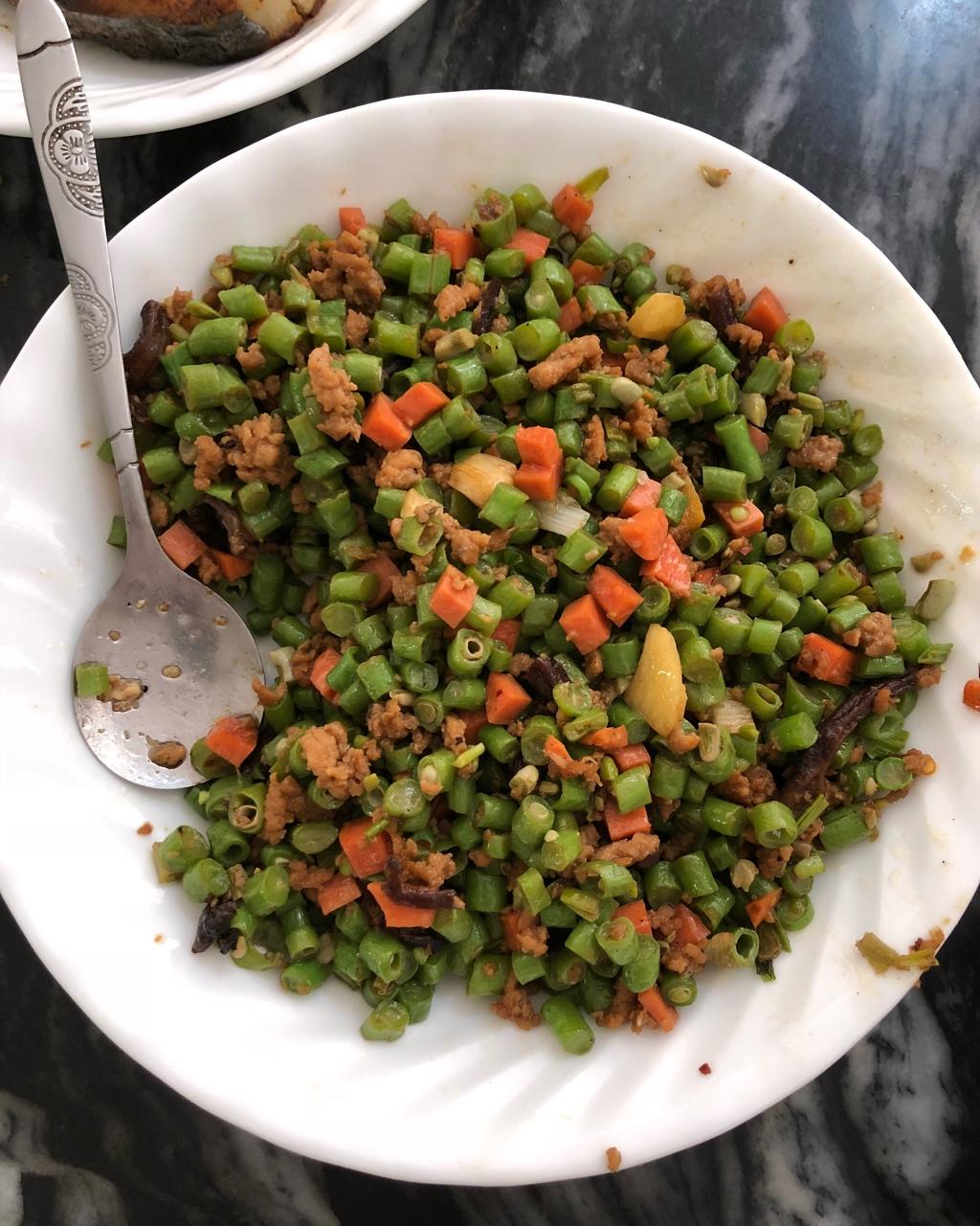 王将77做的肉沫豆角下饭菜