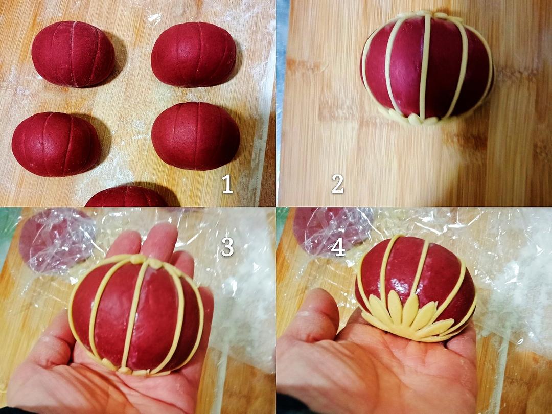 【红红火火·蜜豆灯笼包（一次发酵，超详细版）的做法步骤图】手机用户3392_lr5g幽兰-制作