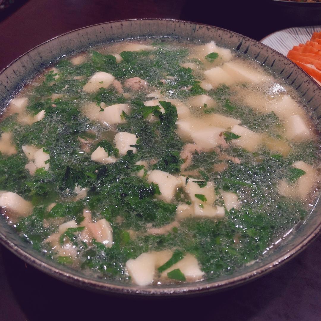 子梅dream做的荠菜肉丝豆腐羹