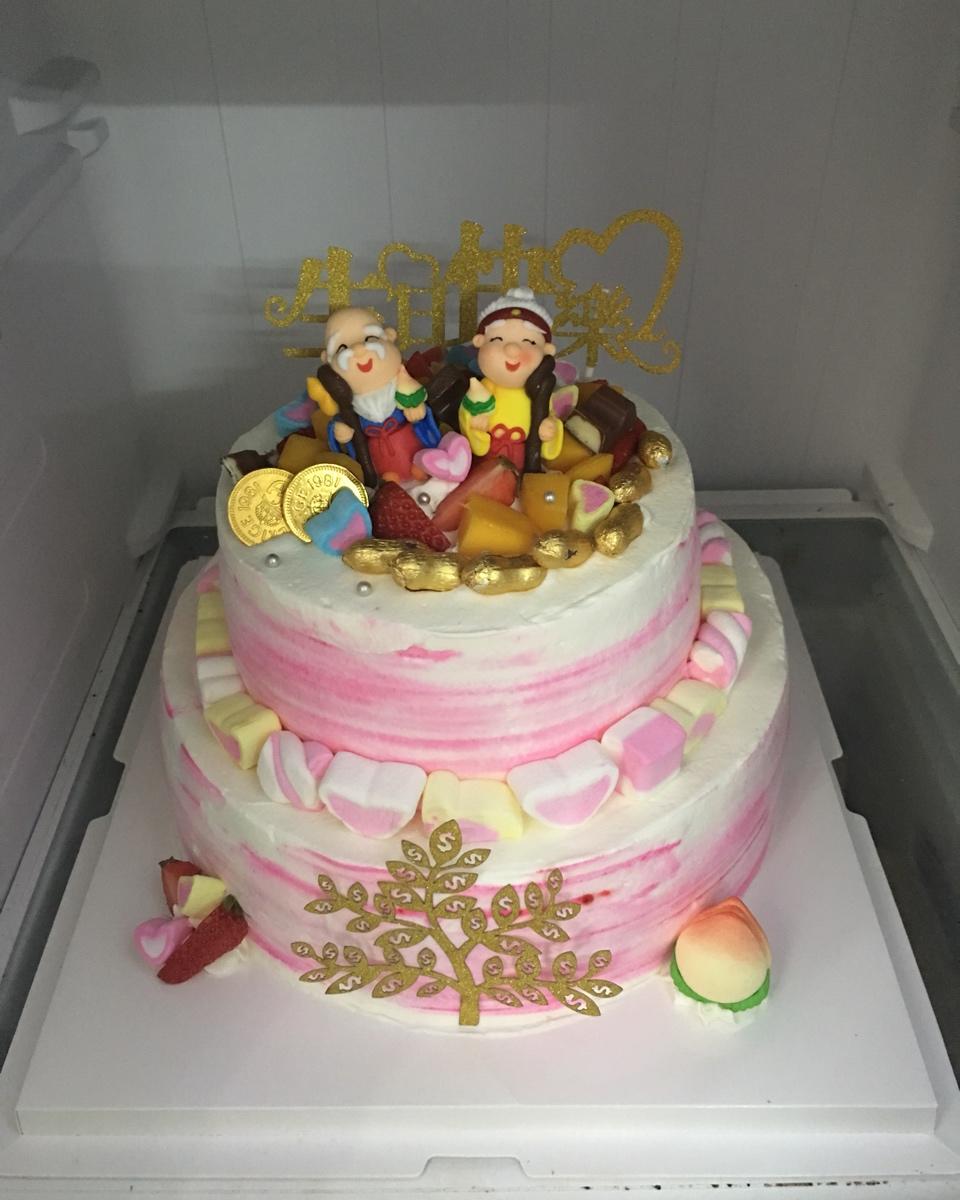 394309442做的老人祝寿生日蛋糕