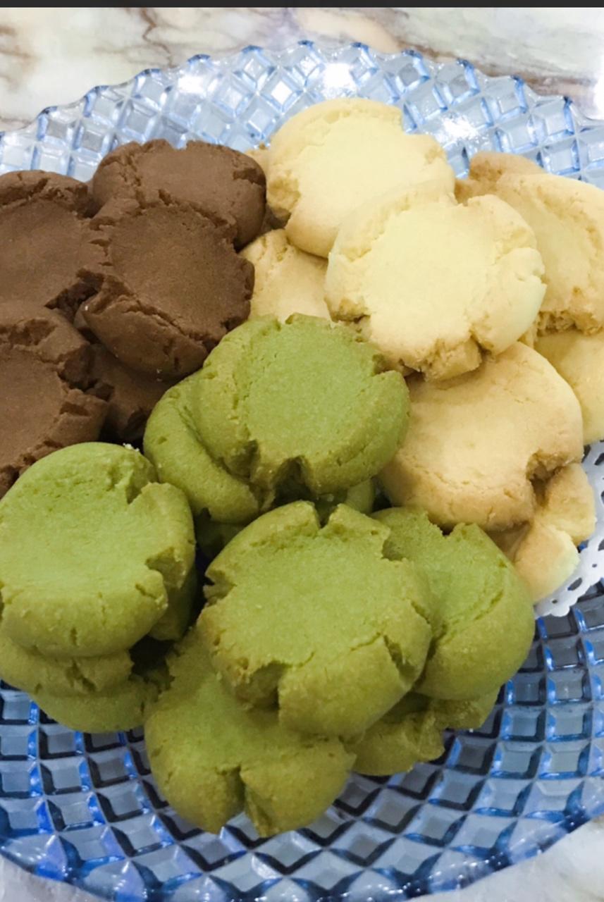 七彩甜品做的三种口味的玛格丽特饼干(原味,抹茶,可可)