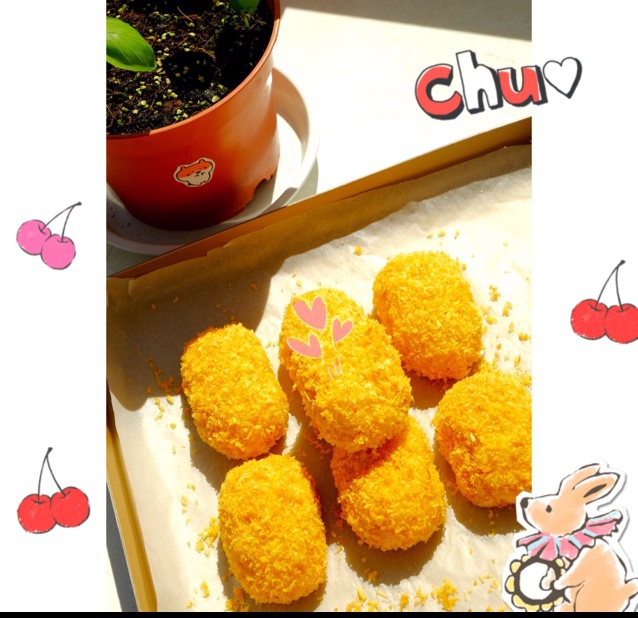 张老豆不是老草是小嫩草做的奶油蟹肉可乐饼
