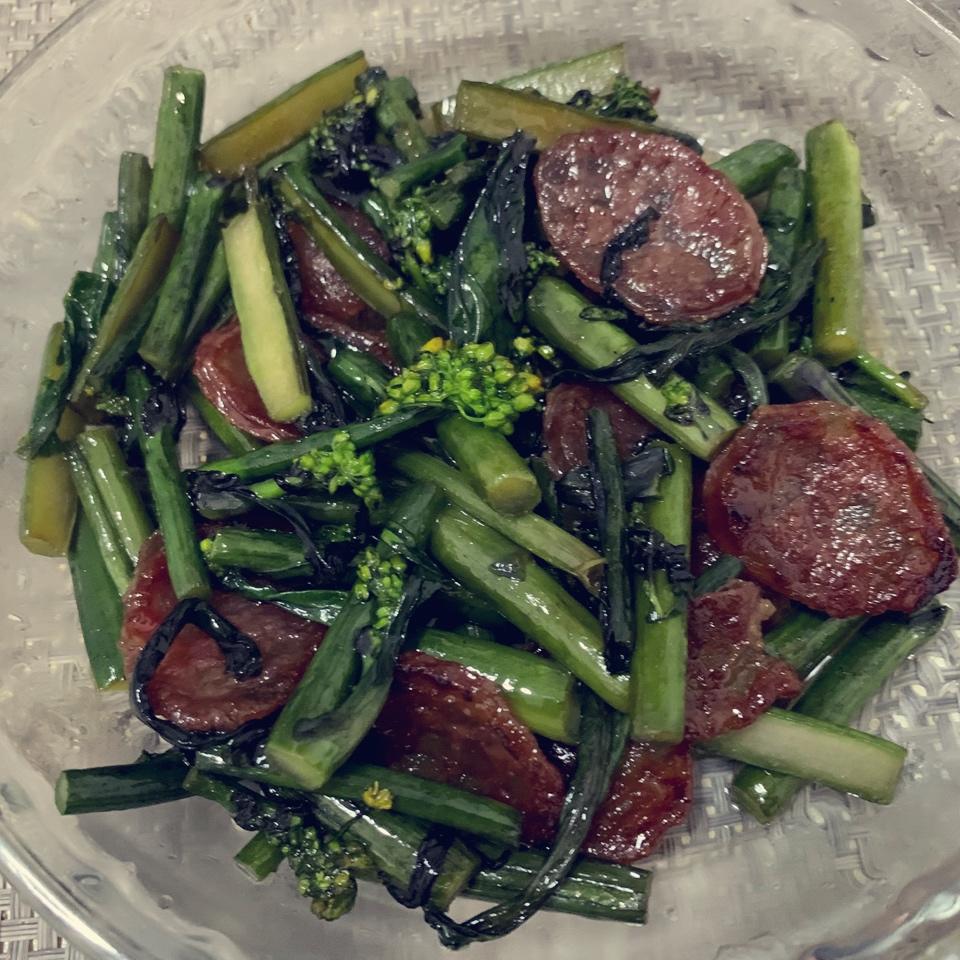 loe727做的紫菜苔炒香肠