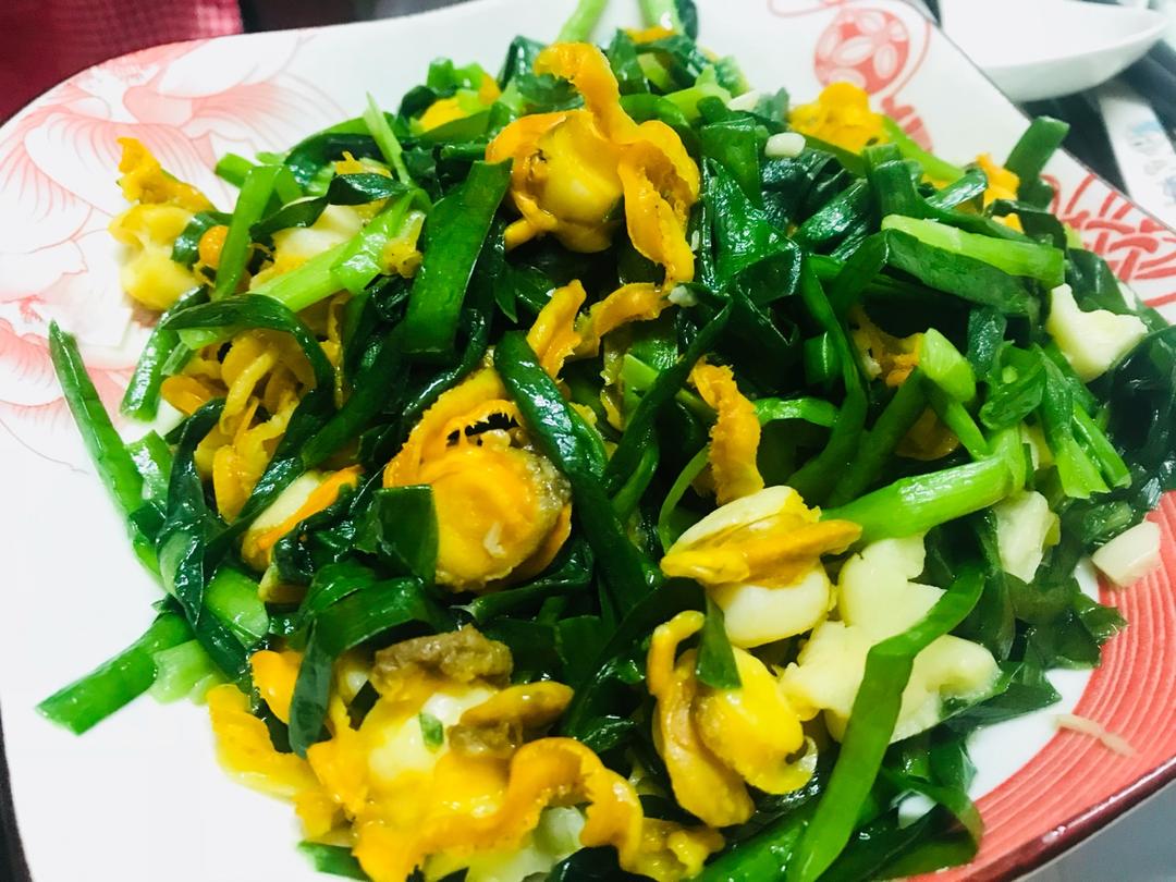 知足常乐76做的扇贝肉炒韭菜