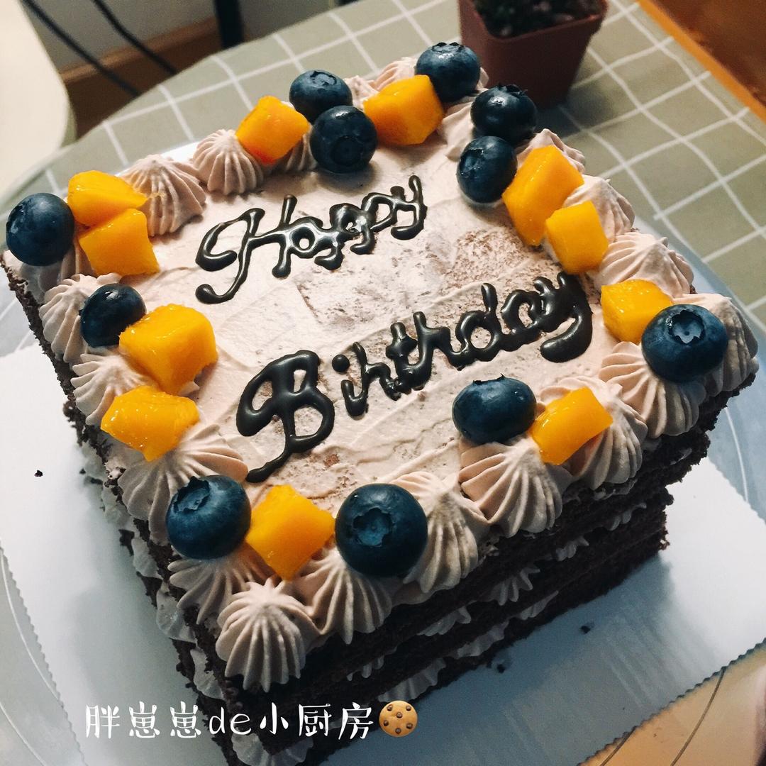 胖崽麻麻做的可可方形装饰蛋糕