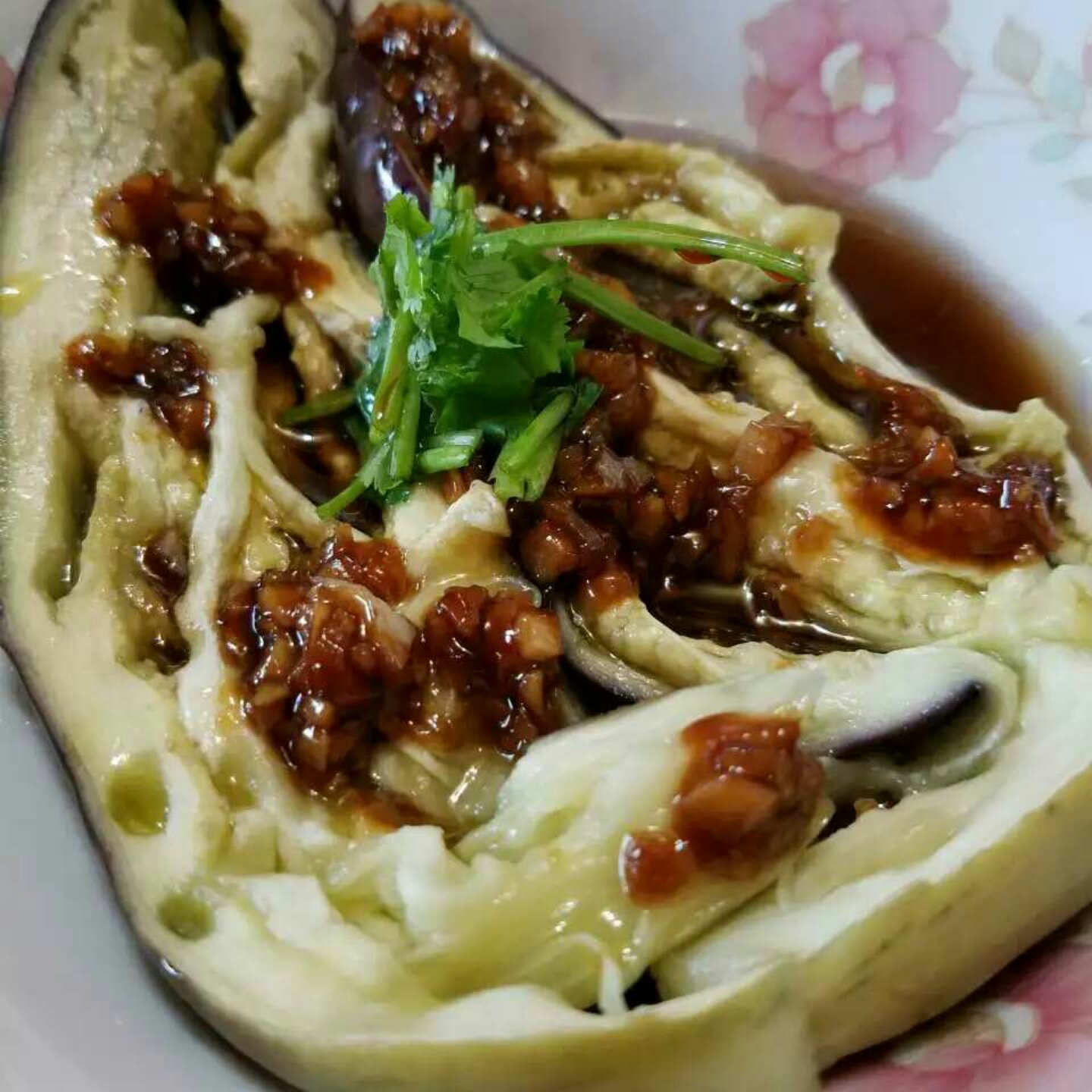 芒果妈妈新手做的蒸茄子