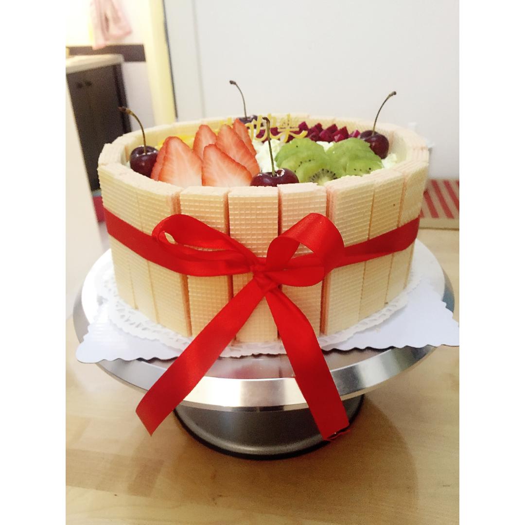生日蛋糕教程【威化饼干围边】
