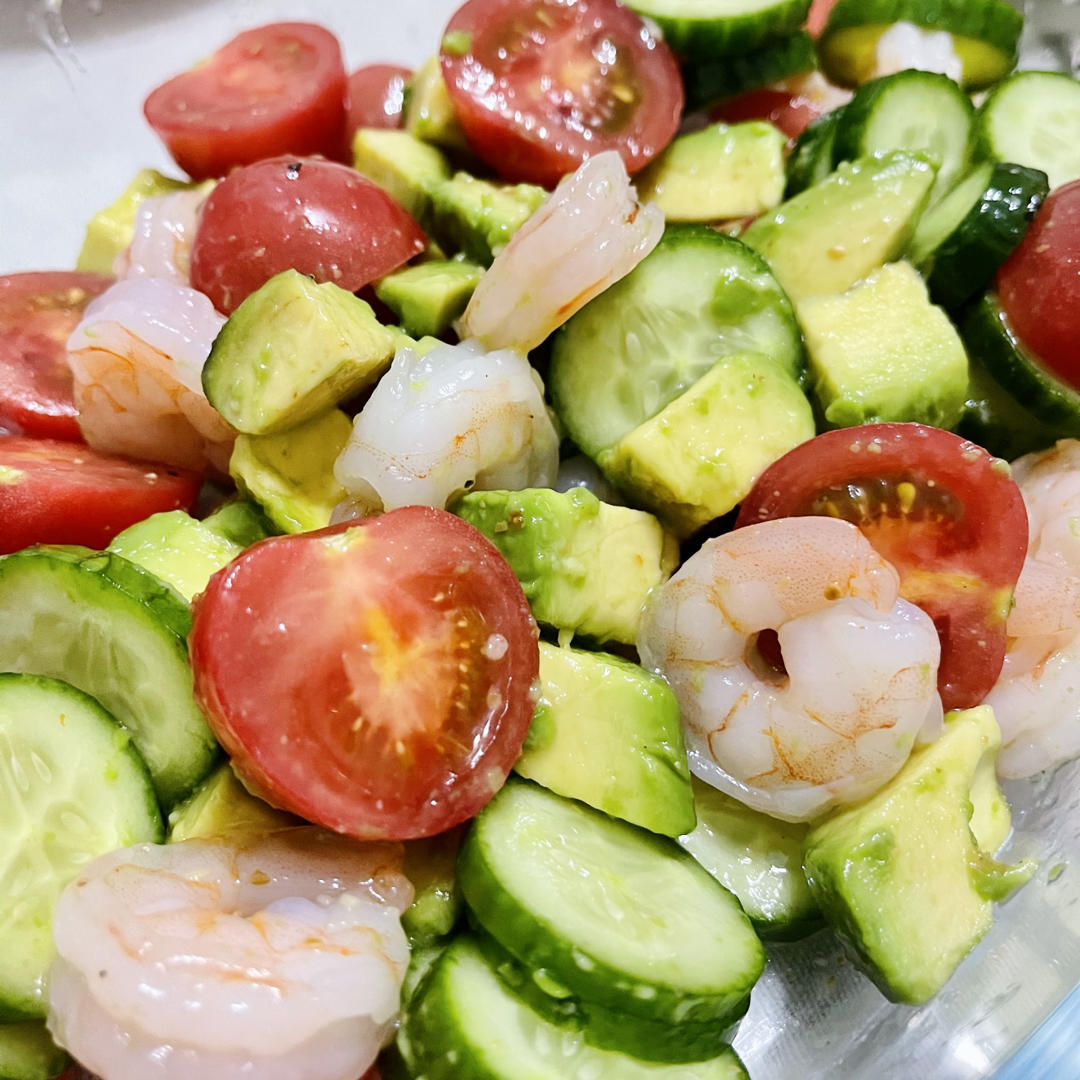 芒果虾仁牛油果腰果番茄西兰花黑胡椒沙拉【低脂减肥】【夏天专属】