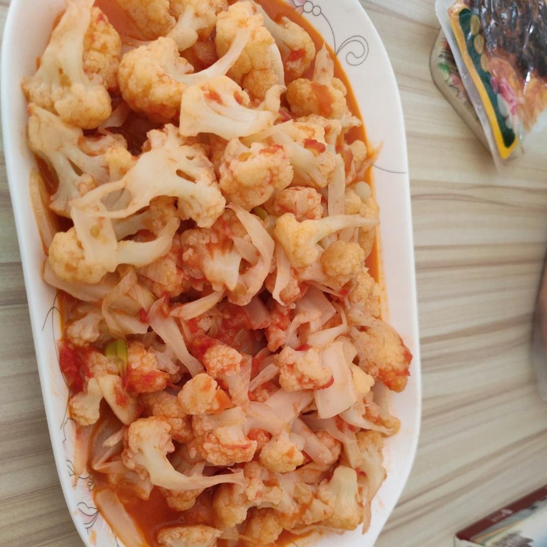 西红柿炒菜花（夏季开胃菜）