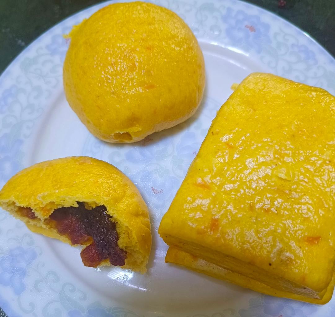 无水胡萝卜豆沙包的做法