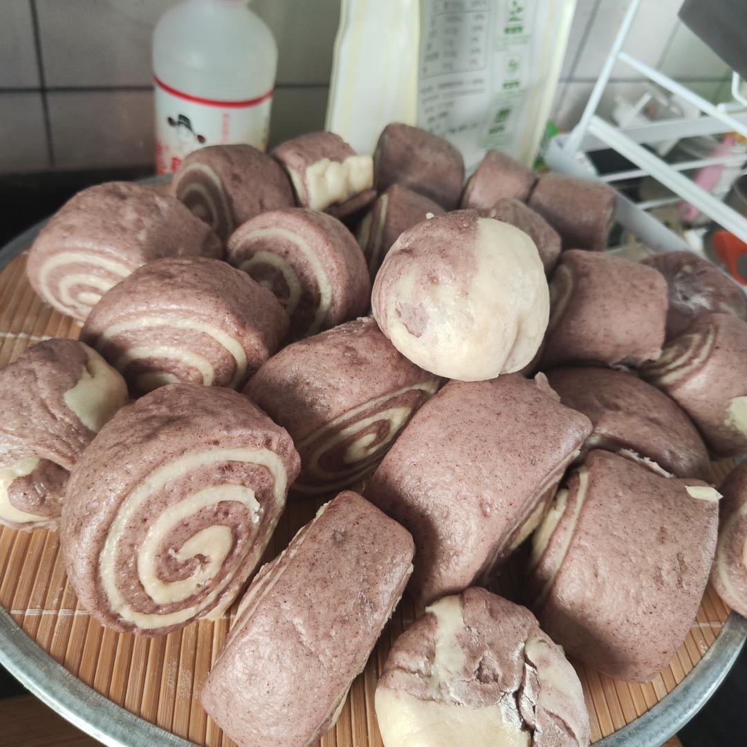 黑米双色馒头花卷（一次发酵）