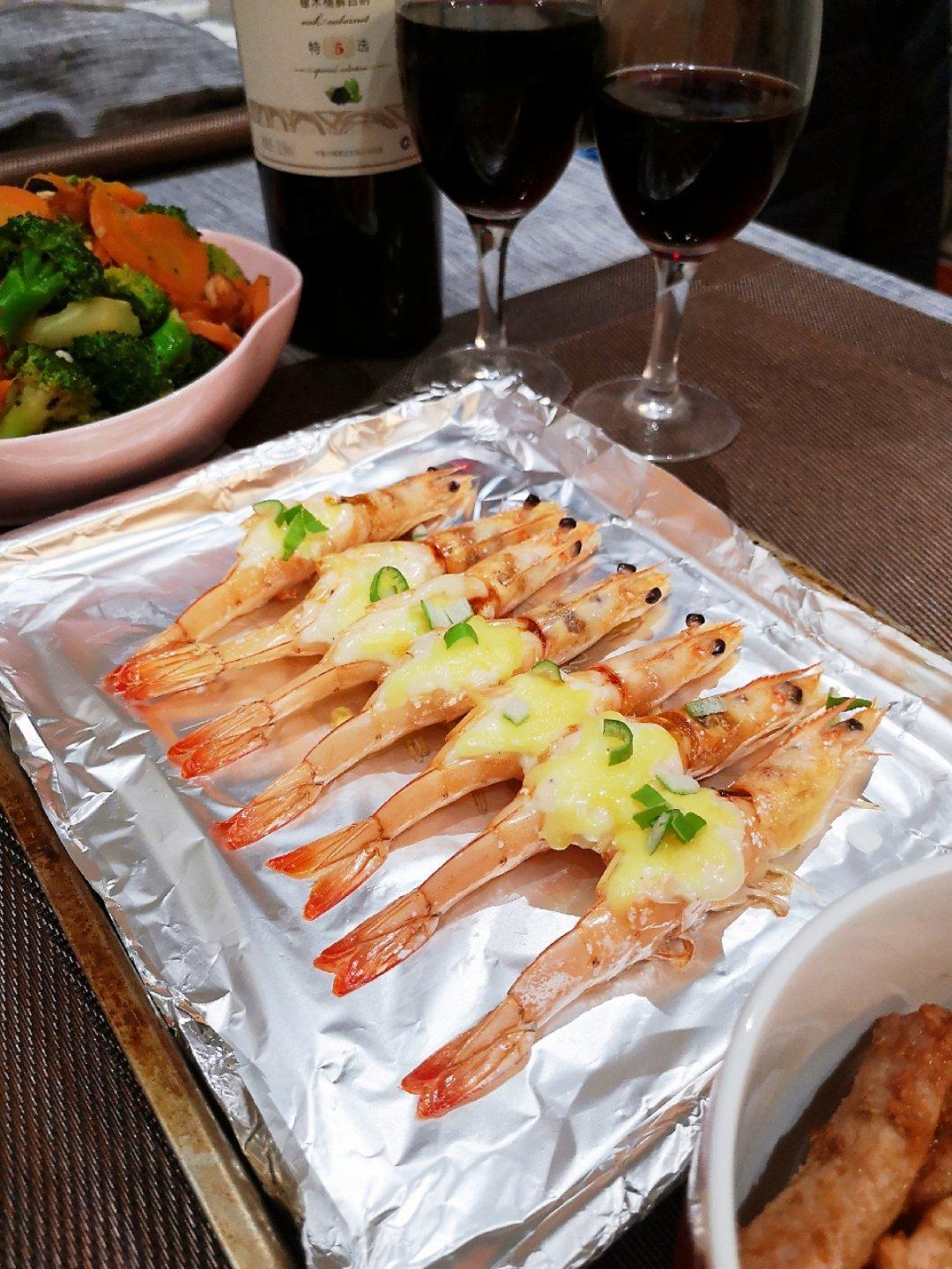 芝士烤虾（无蒜蓉版）