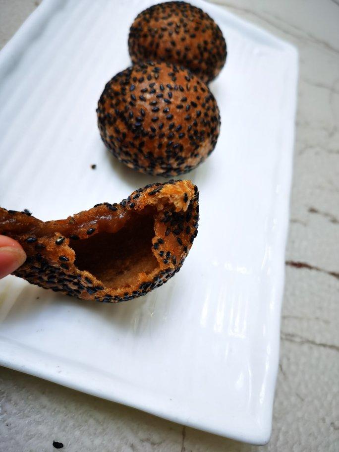 快手早餐👉酥脆香甜软糯的空心麻圆🍡